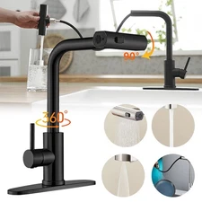 360° Kitchen Faucet with Pull-Out Sprayer Waterfall with 3 Modes Single Handle