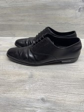 Prada Men’s 9.5 Black Leather Cap Toe Oxford Lace Up Dress Shoes Made in Italy