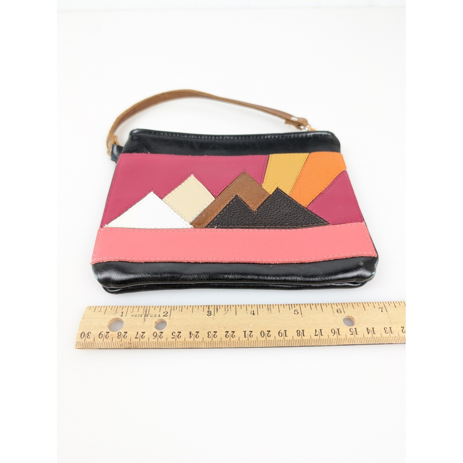 Leather Patchwork Mountain Sunset Landscape Scene… - image 2