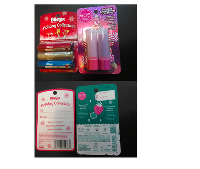 EOS & Blistex holiday fruit beverage lip balms: blackberry bellini, raspberry...