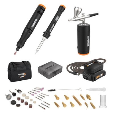 WORX WX993L 20V (3) PC MAKERX Combo:Rotary Tool + Wood/Metal Crafter + Air Brush