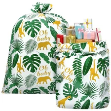 2 Pcs 80 x 60 Inch Extra Large Gift Bag for Baby Shower Jungle Safari Animal ...