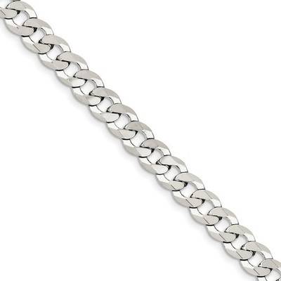 Sterling Silver 8.5mm Close Link Flat Curb Bracelet w/ Lobster Clasp 7'' - 9''