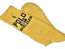 AUTHENTIC POLO "1967 ATHLETIC CLUB" RIB SOCKS * RALPH LAUREN * GOLD * MENS 10-13