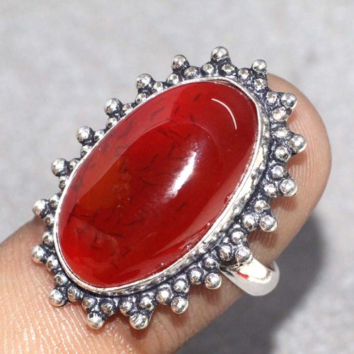 Carnelian 925 Silver Plated Handmade Ring US 6.5 Gifts For GirlFriend AU e505