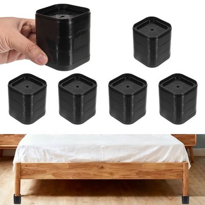 6Pcs Furniture Risers, Square Stackable Bed Riser Lifts Height 3-Layers 3'' Black