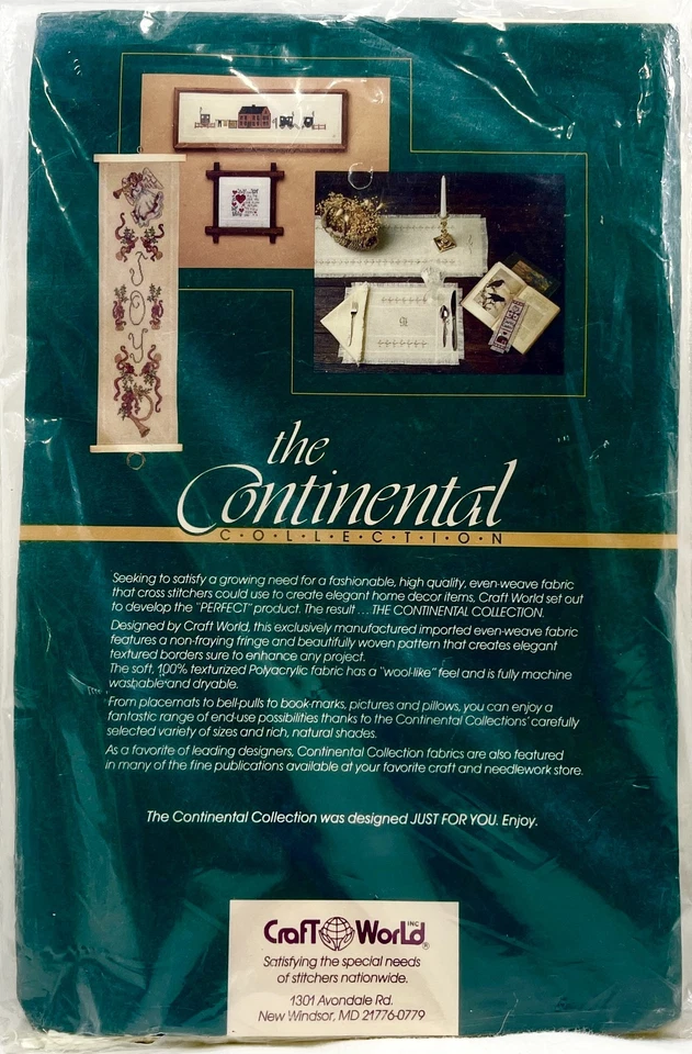 NEW 1980s Craft World 15-Count Cross Stitch Placemats 12x18 Set 2 Ivory 17185 - Image 2 of 2