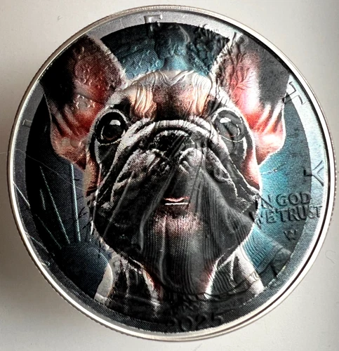 French Bulldog American Silver Eagle 1oz .999 Silver Dollar Limited Edition Coin