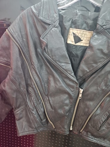 Yucatan Bay Black Leather Cropped Bolero Jacket Vintage 80s, Large - Picture 4 of 7