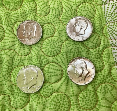1966-69 Kennedy Half Dollar 40% Silver Lot of 4, AU Circulated