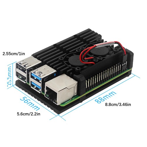 Metal Armor Case Shell Box W/ Dual Fan Heatsink For Raspberry Pi 4 Model B 4B X - Photo 8/18