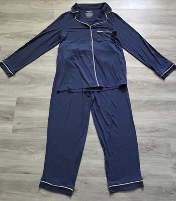 Tommy John Women s Downtime Pajama Set Navy Blue White Piping Modal Size Medium