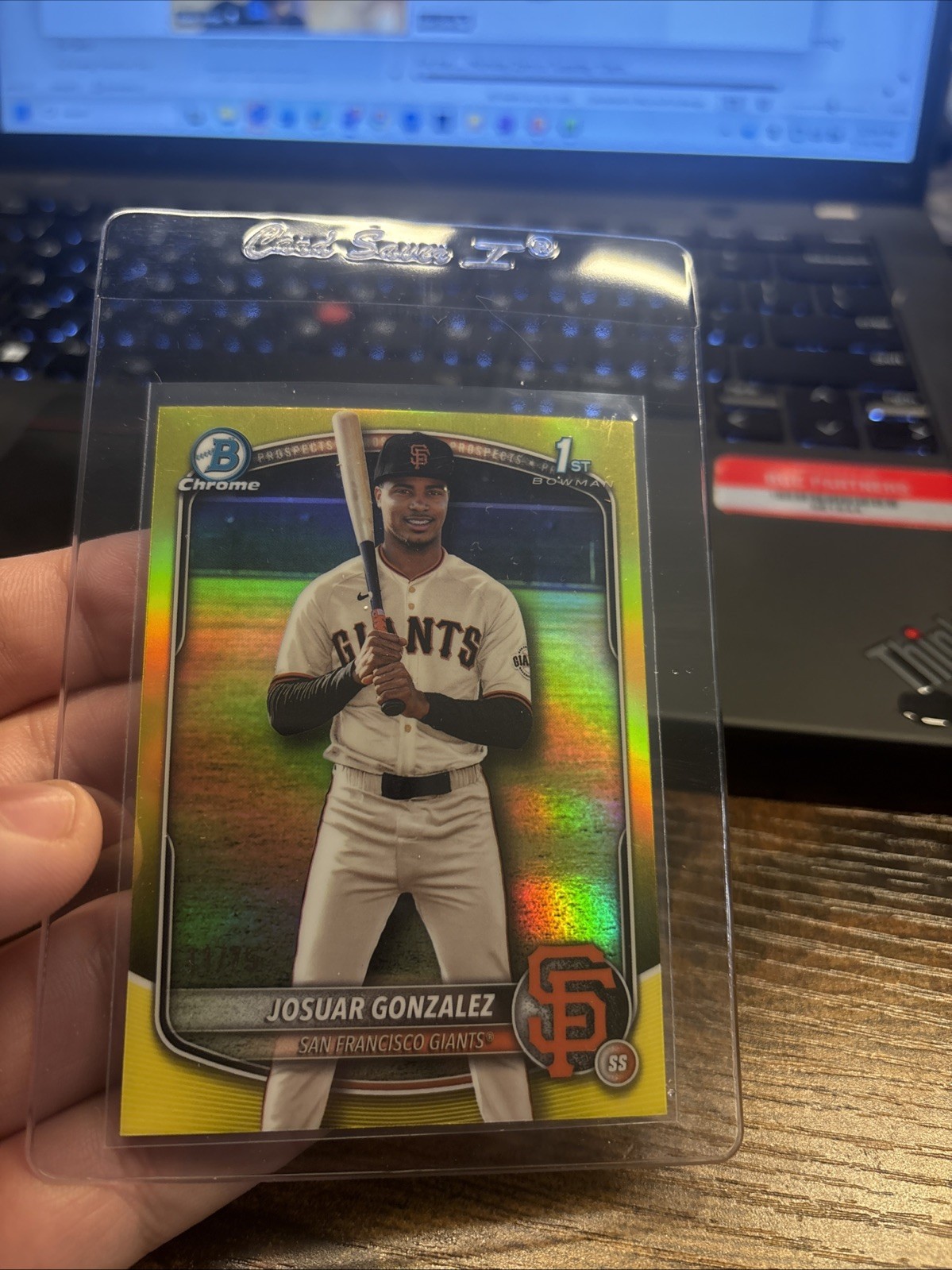 2025 Bowman Chrome Josuar Gonzalez 1st Yellow Refractor 11/75 Giants #BCP-153