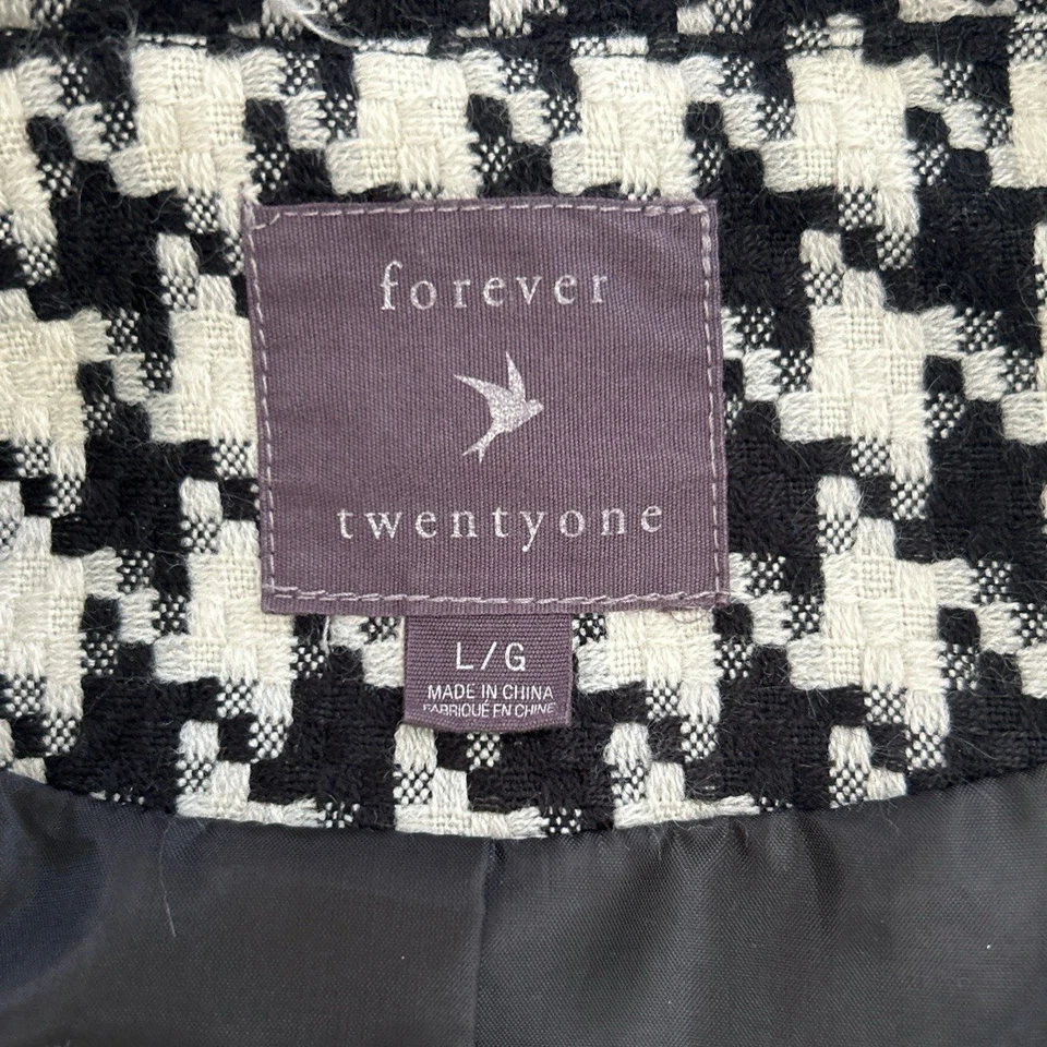 Chaqueta Blazer Forrada Forever 21 Para Mujer Manga 3/4 Pata de Gallo Completamente Talla L Foto 4 de 4