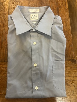 JOHN HENRY MEN'S FITTED COLLECTION /BUTTON-UP SHIRT Size L 17 34/35 Blue