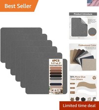 6-Piece Self-Adhesive Couch Patch Repair Kit - Grey Microfiber Solution