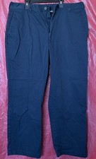 Men's Size 38 x 29 DAVID TAYLOR Navy Blue Khaki Pants Flat Front 7 Belt Loops