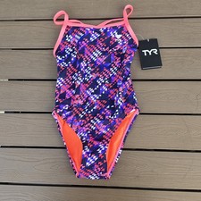 TYR Women's Xenon Purple/red Crosscutfit Swimsuit Size 28 New