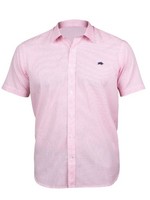 RAGING BULL Large Pink white Blue Dots Shirt Short Sleevd RRP £60 Evening Day