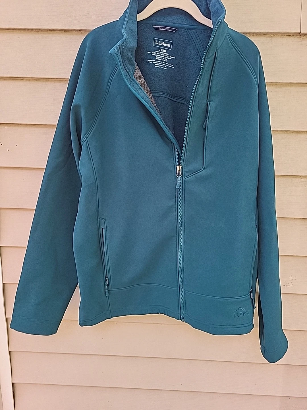 L.L. Bean Mens Lg Regular Pathfinder Softshell Jacket Teal Polyester 298820