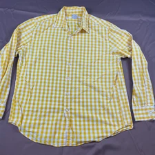 J Crew 100% cotton Mens Extra Large yellow, White Checkered  gingham button up