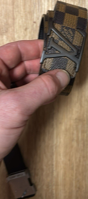 #ad Louis Vuitton Men#x27;s Checkered Belt LV Buckle Brown Black Adjustable Designer $300.00