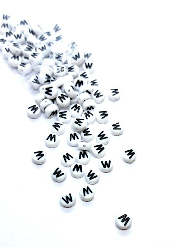 500, 1000 7mm white flat round mixed & single letters acrylic alphabet beads A-Z - Picture 49 of 57