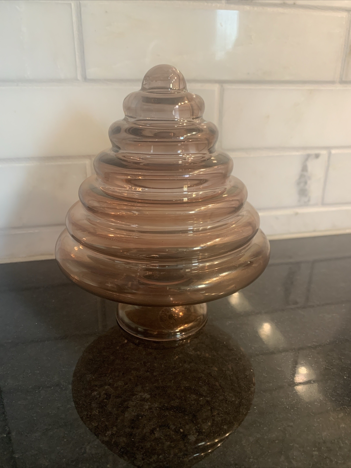 Bombay Company Luster Orchid Handblown Art Glass Hive Vase Poland 5” eBay