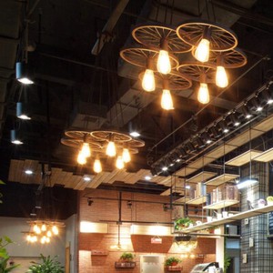 6 Wagenrad Retro Metall Pendelleuchte Lampenschirm Deckenleuchte