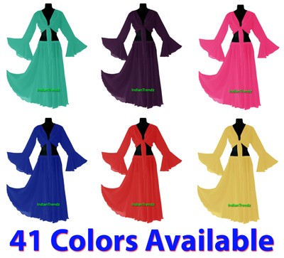 Rock+Top Set Bauchtanz Chiffon Rüschen Krawatte Gypsy Kleid Flamenco Jupe Stamm