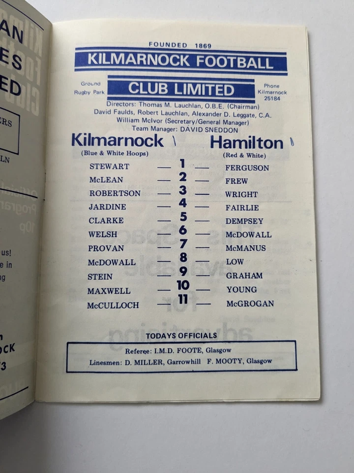 Kilmarnock v Hamilton Scottish Football Programme 1978 - Image 3 of 4