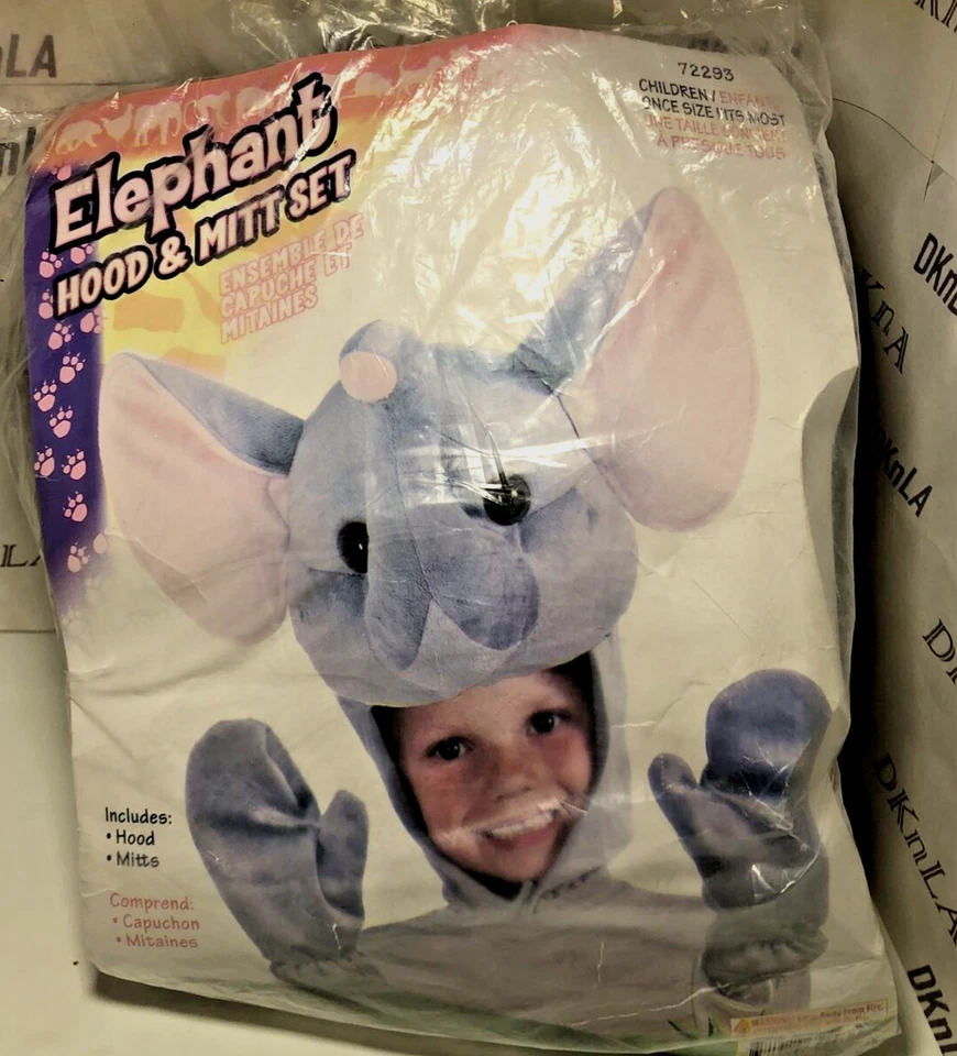 Juego de capucha y guante de elefante para niños "infante" para Halloween, ligero sin abrir Foto 2 de 4