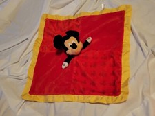 Disney Baby Mickey Mouse Red Yellow Lovey Security Blanket Crinkle Ears Satin