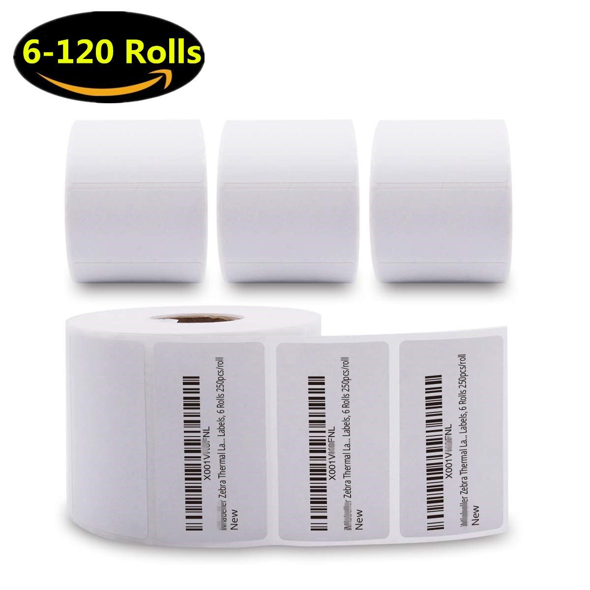 Etichette termiche dirette 60x40 mm - 5 Rotoli (3750 etichette termiche adesive) compatibili con stampanti Zebra, perfette per magazzino e codici a barre - Labex Label