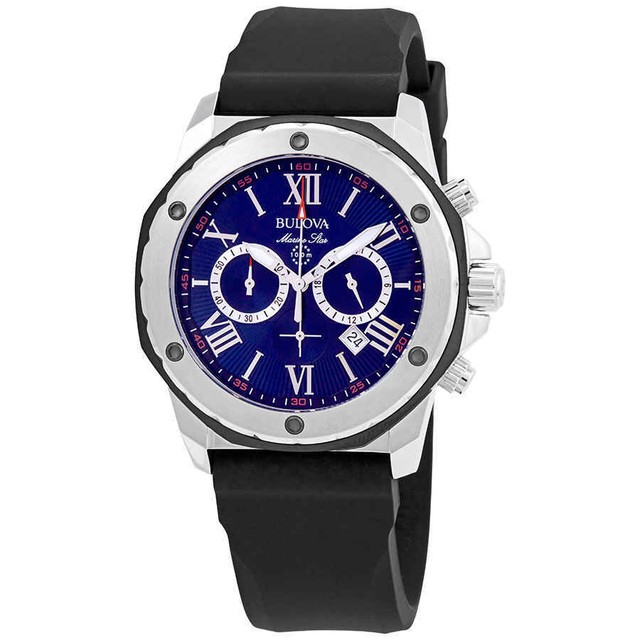 bulova blue face mens watch