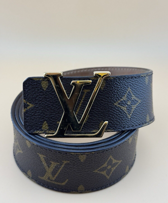 Louis Vuitton Monogram Canvas Brown & Navy Silver LV Buckle Belt Louis Vuitton Monogram Canvas LV Silver Buckle Reversible  main image 4