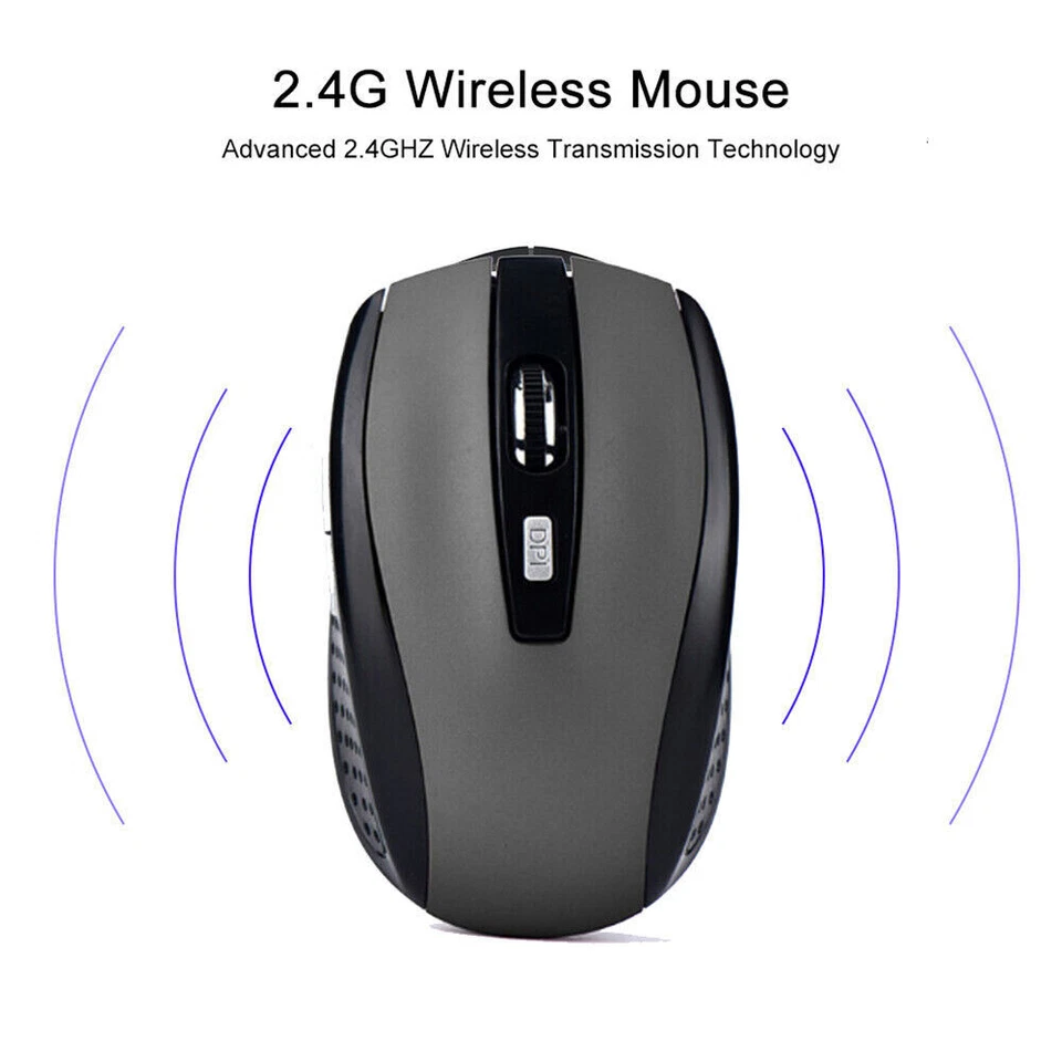 2 Wireless Optical Mouse Mice 2.4GHz USB Receiver For Laptop PC Computer DPI USA - Image 2 of 4