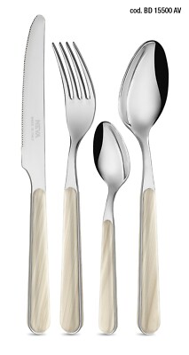 Neva servizio tavola 6 persone set posate 24pz BISTROT LEGNO ABETE AVORIO
