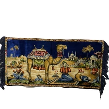 Moroccan Vintage Hand Woven Area Rug, Retro Islamic Wall Tapestry Soft