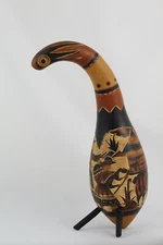 Traditional Peruvian Pumpkin MATE BURILADO Hand Carved Colonial Scene