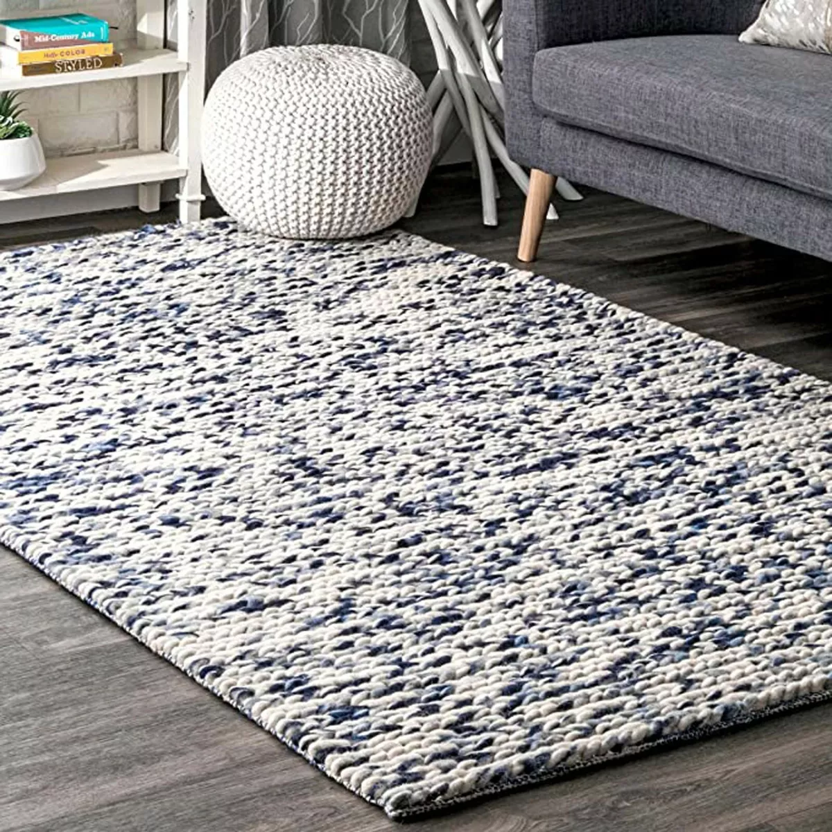 Hand-Knitted Chunky Wool Indoor Area Rug