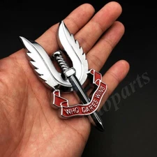 1*3D Metal Chrome SAS Who Dares Wins Car Trunk Fender Emblem Badge Decal Sticker