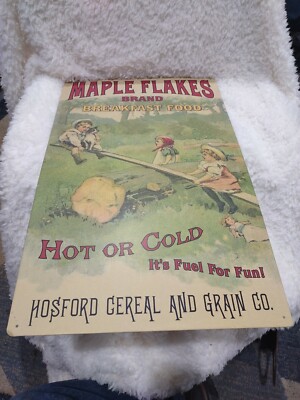 Maple Flakes Corn Flakes Vintage Retro Farm Metal Tin Advertising Sign 