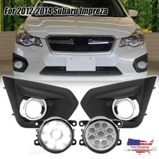 Pair For 2012-2014 Subaru Impreza Front LED Fog Light Lamp w/ Cover Bezel chrome