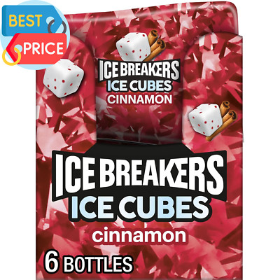 Ice Cubes Cinnamon Sugar Free Chewing Gum Bottles, 3.24 Oz (6 Count, 40 Pieces)