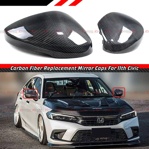 FOR 22-25 HONDA CIVIC REAL CARBON FIBER SIDE MIRROR COVER CAP DIRECT REPLACEMENT