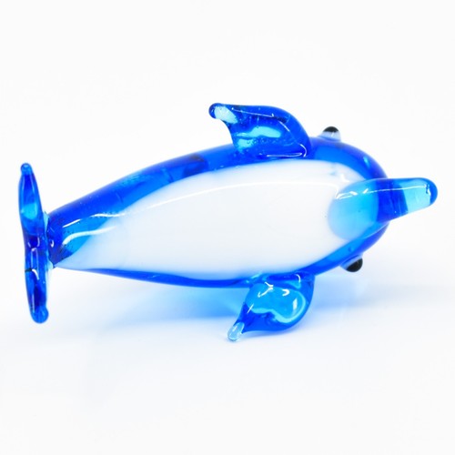 Blue Dolphin Handmade Miniature Mini Lampworking Hand Blown Glass Figurine - Imagen 5 de 5