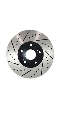 [Front E-Coat Drill&Slot Brake Rotors Ceramic Pads] Fit 10-13 Kia Forte 2.0 L