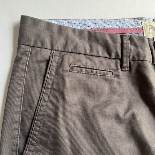 PERK Chino Pants Trousers Mens 35 x 30 Slim Fit Stretch Gray Flat Front - Picture 5 of 7