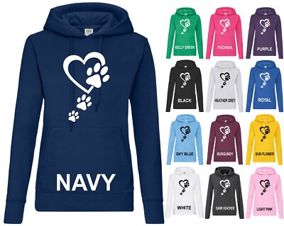 Hund Katze Pfote Steps Lady Fit Hoodie Haustier Tiere Liebe Zoo Natur Geburtstag Lady Fit